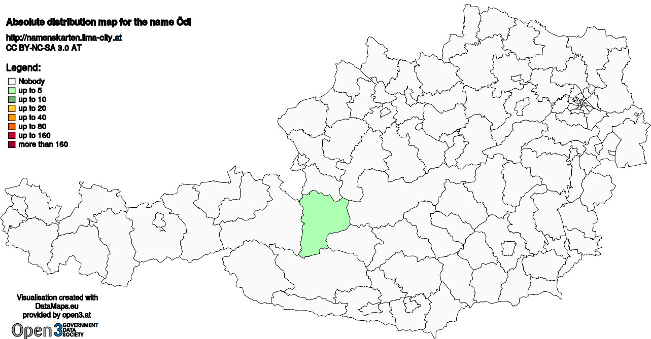 Absolute Distribution maps for surname Ödl