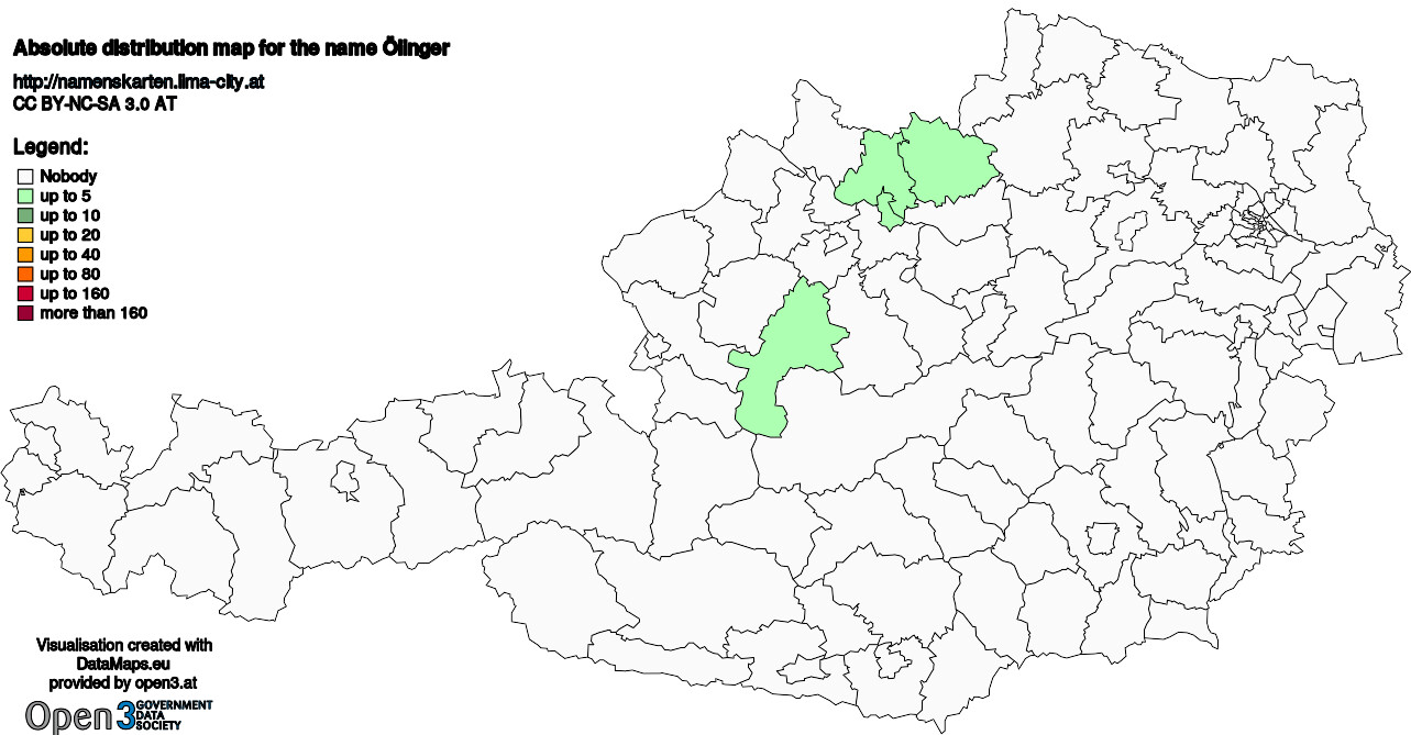 Absolute Distribution maps for surname Ölinger