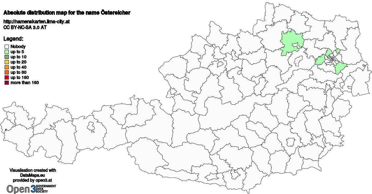 Absolute Distribution maps for surname Östereicher