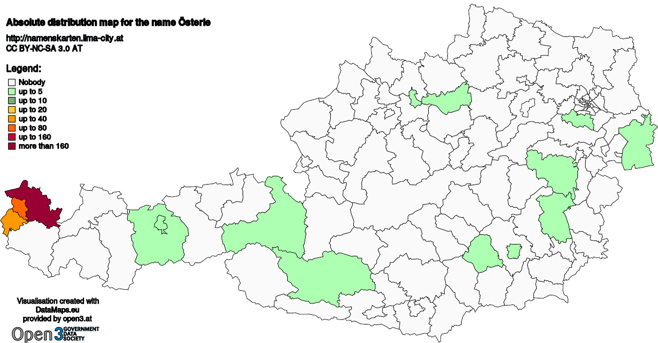 Absolute Distribution maps for surname Österle