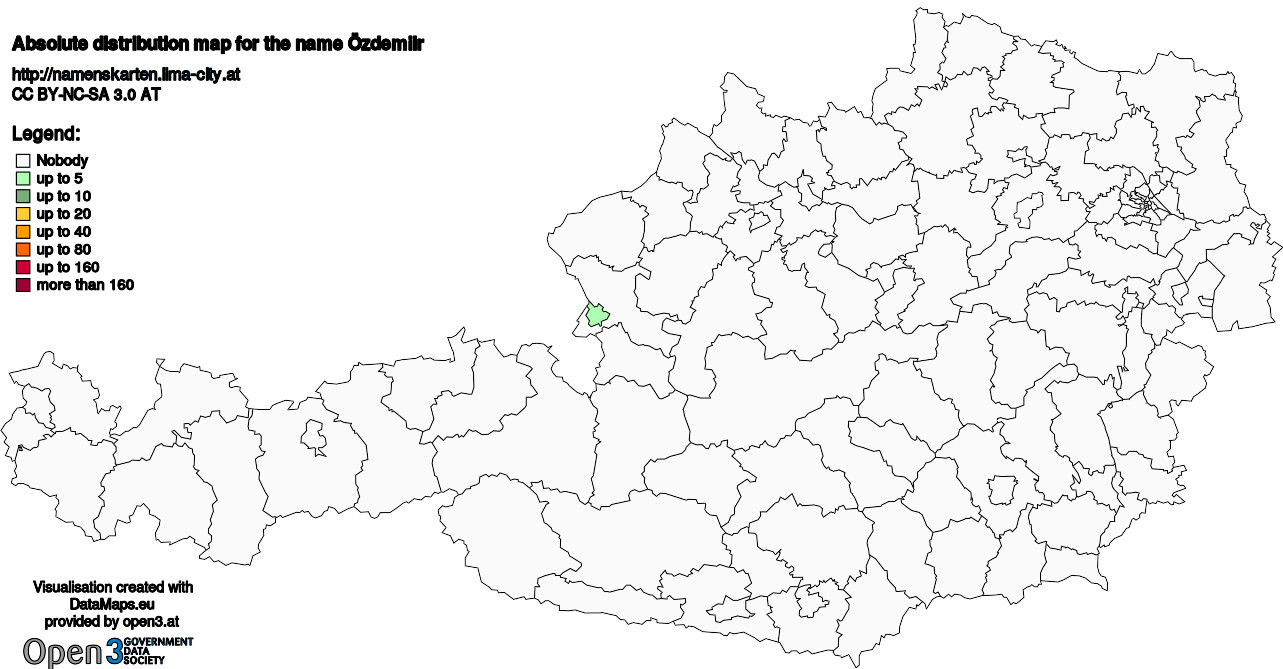 Absolute Distribution maps for surname Özdemiir