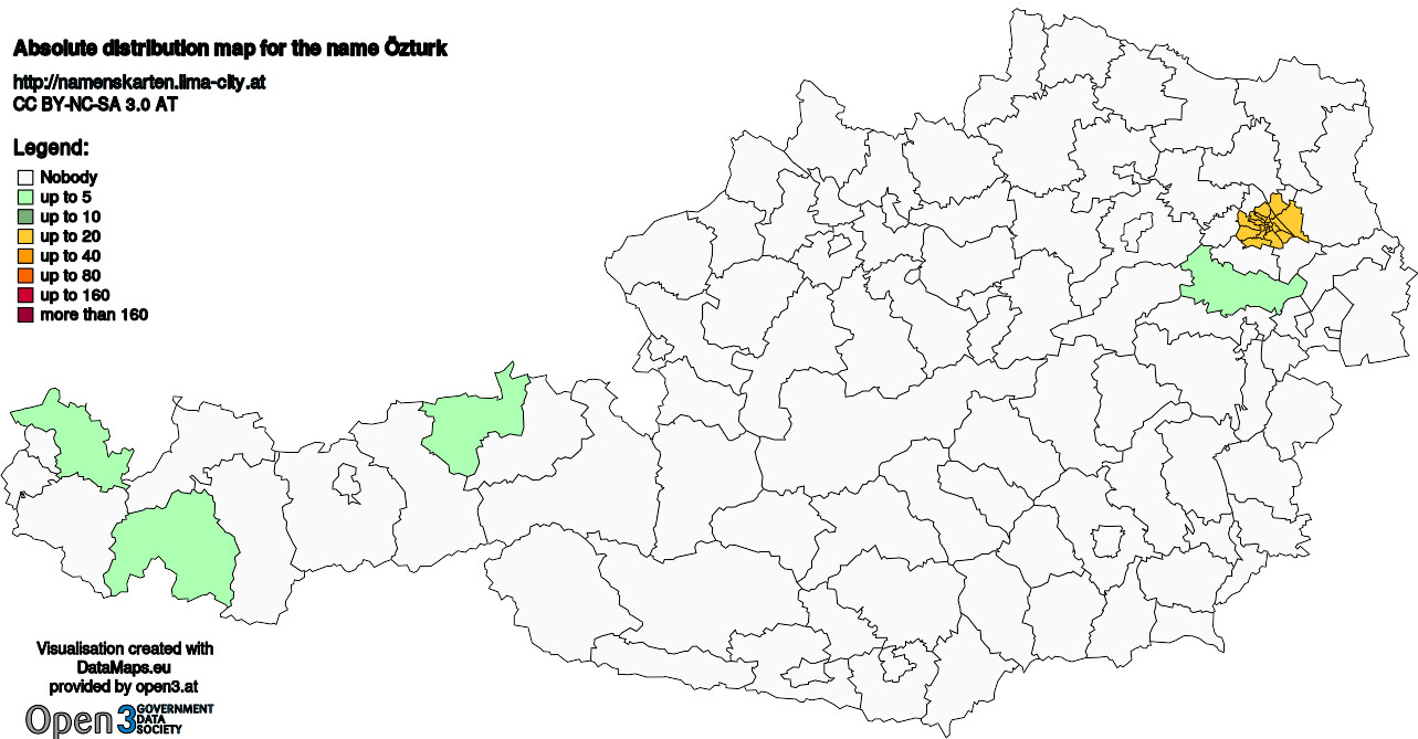 Absolute Distribution maps for surname Özturk