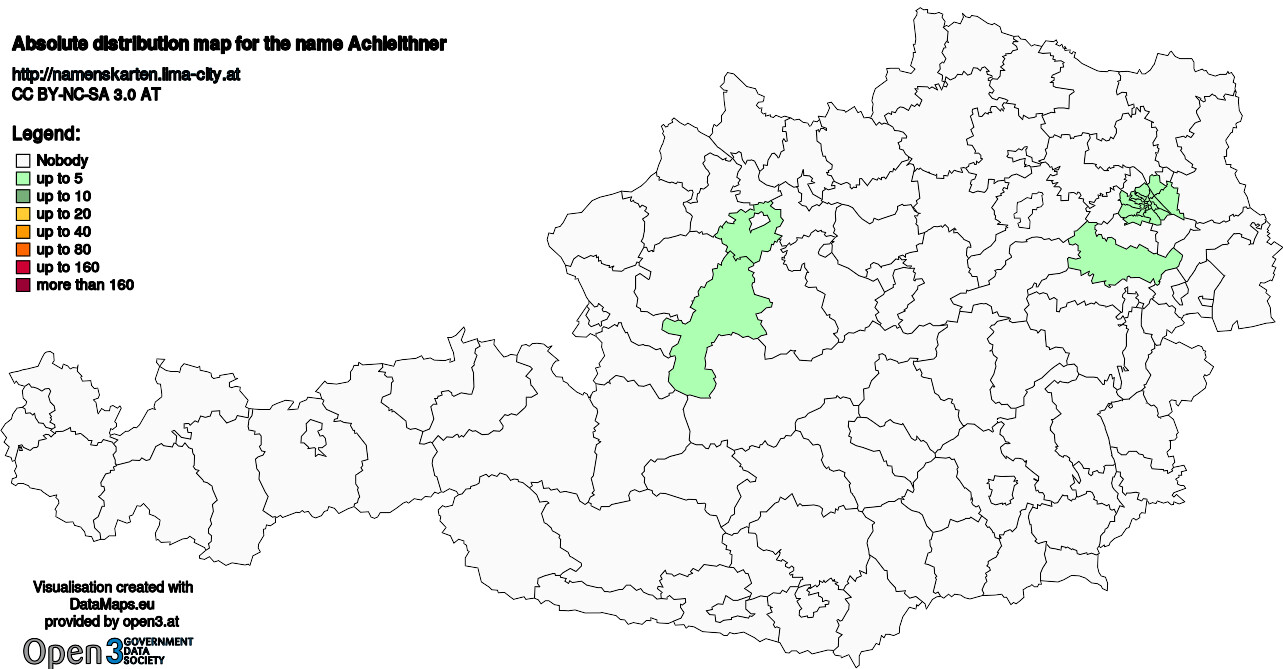 Absolute Distribution maps for surname Achleithner