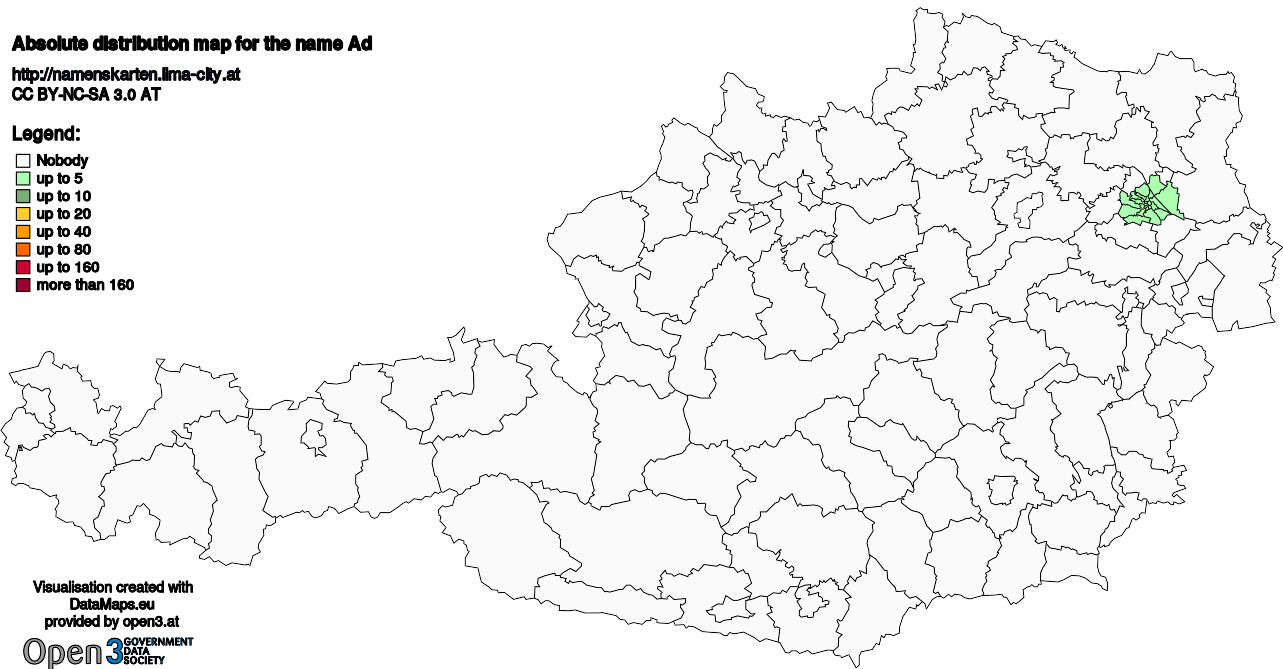 Absolute Distribution maps for surname Ad