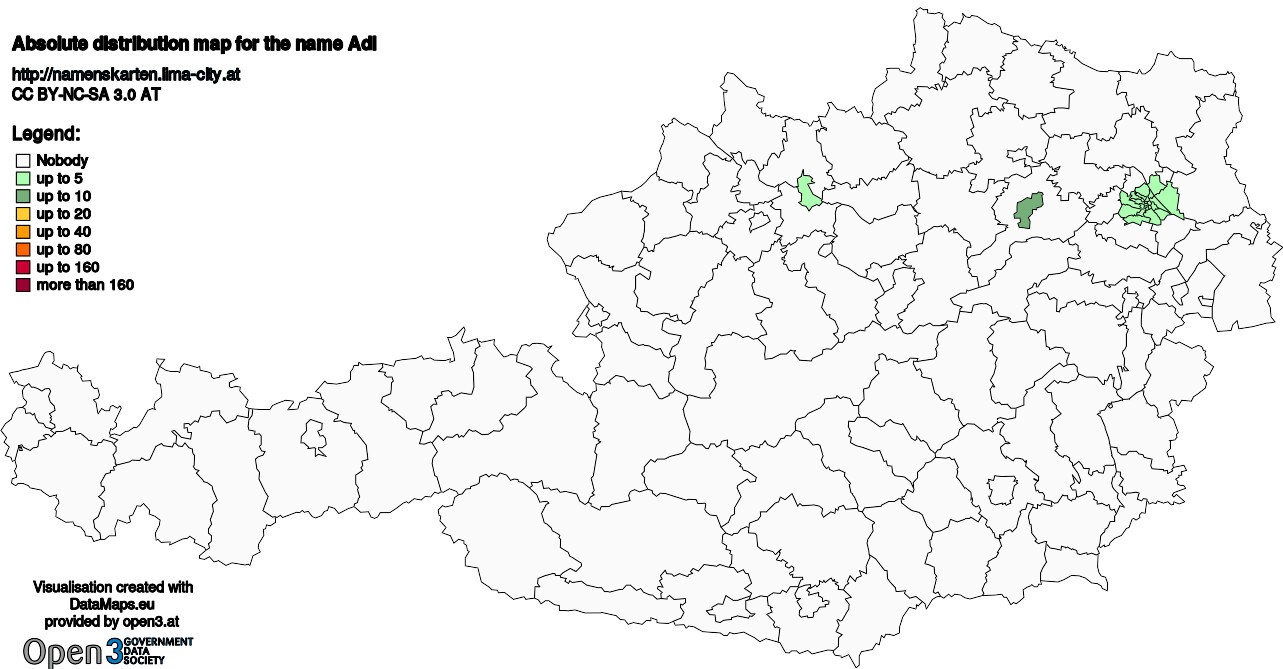 Absolute Distribution maps for surname Adl