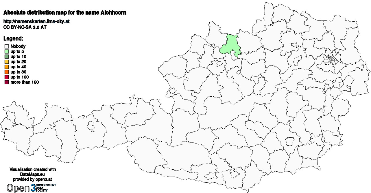 Absolute Distribution maps for surname Aichhoorn