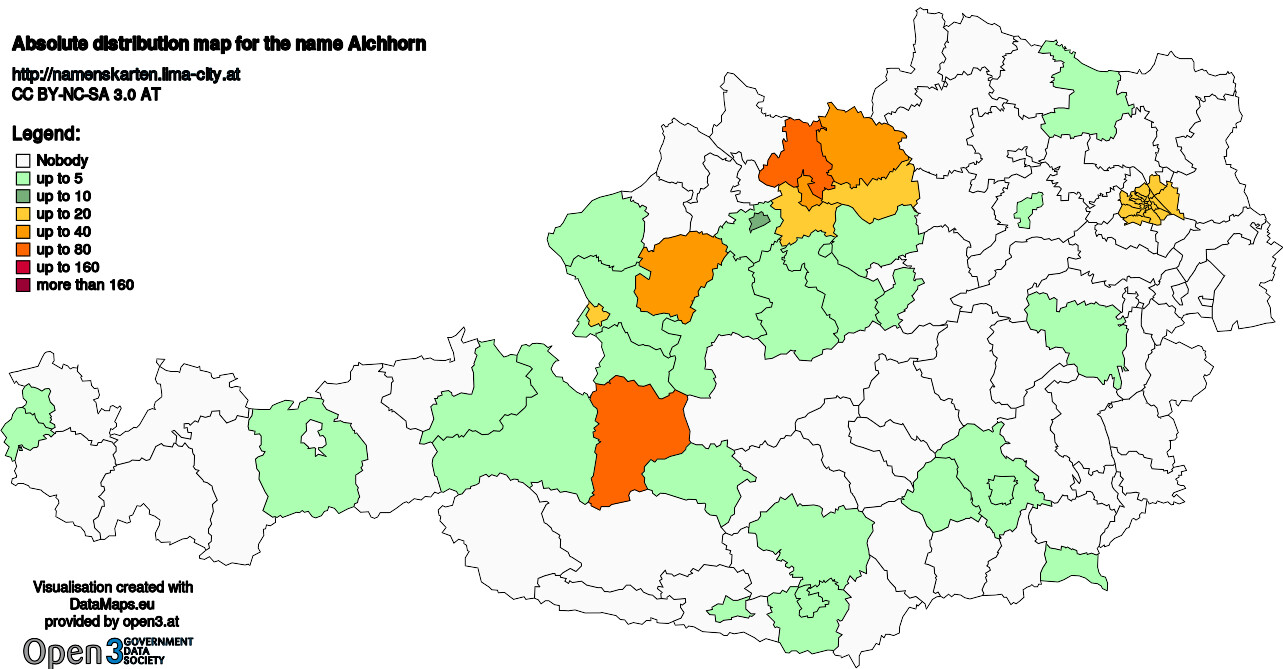 Absolute Distribution maps for surname Aichhorn