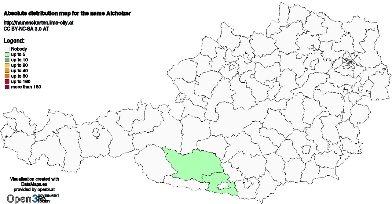 Absolute Distribution maps for surname Aicholzer