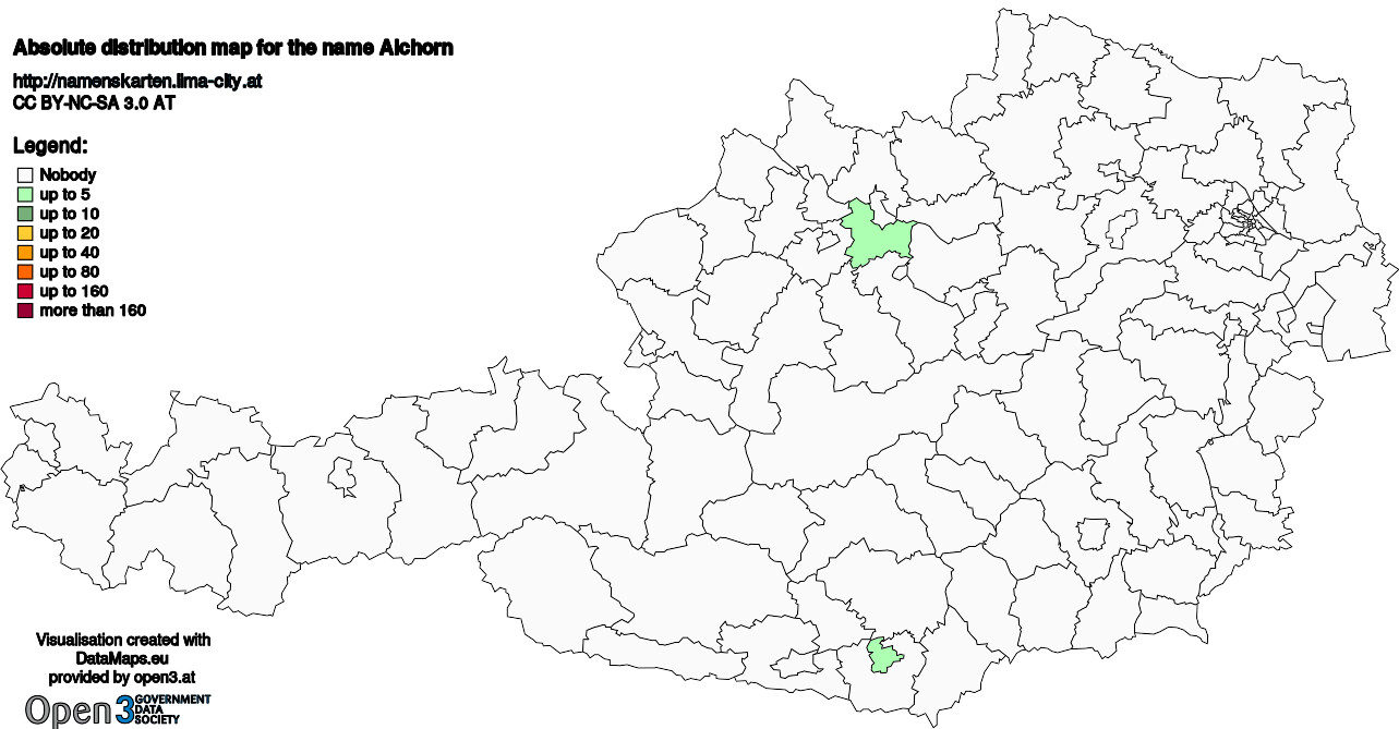 Absolute Distribution maps for surname Aichorn