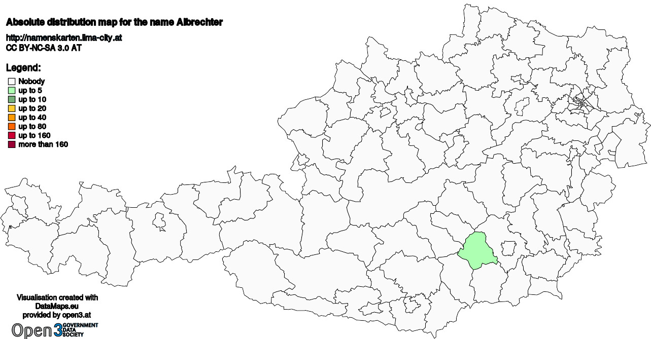 Absolute Distribution maps for surname Albrechter