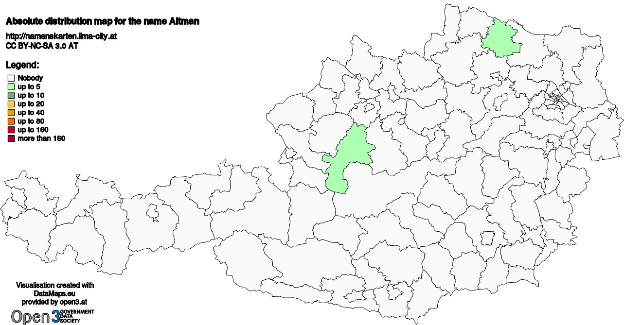 Absolute Distribution maps for surname Altman