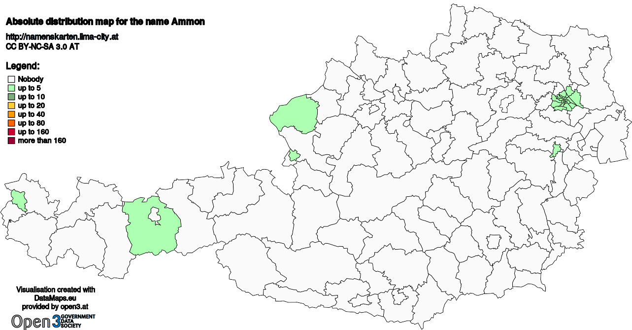 Absolute Distribution maps for surname Ammon