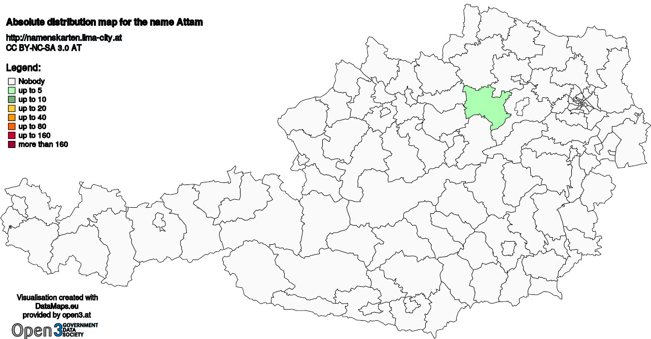 Absolute Distribution maps for surname Attam