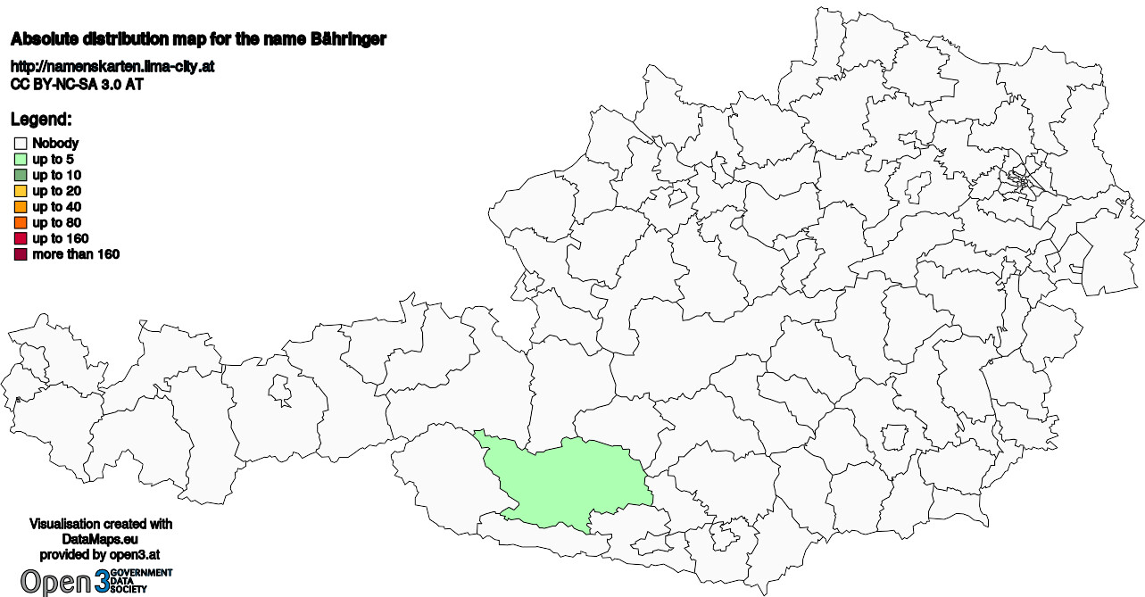 Absolute Distribution maps for surname Bähringer