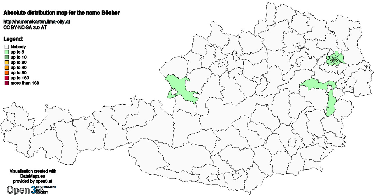 Absolute Distribution maps for surname Böcher