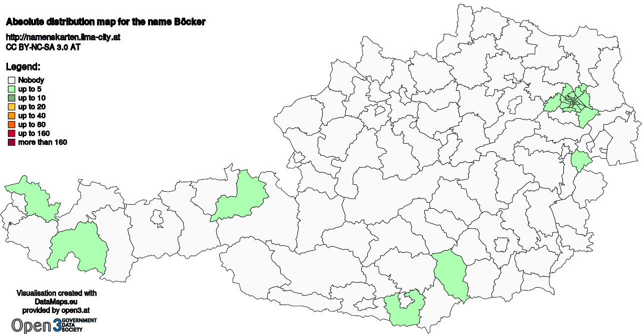 Absolute Distribution maps for surname Böcker