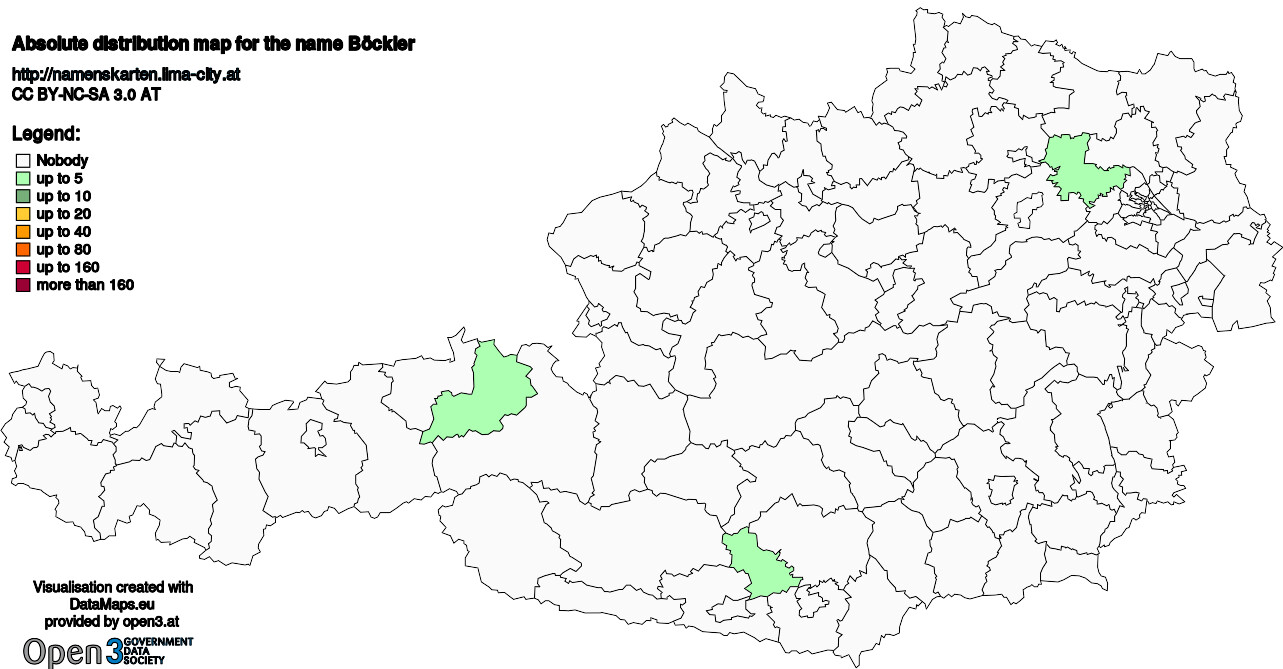 Absolute Distribution maps for surname Böckler