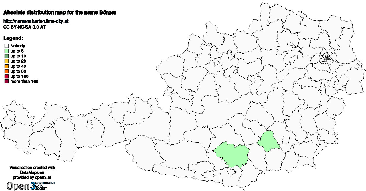 Absolute Distribution maps for surname Börger