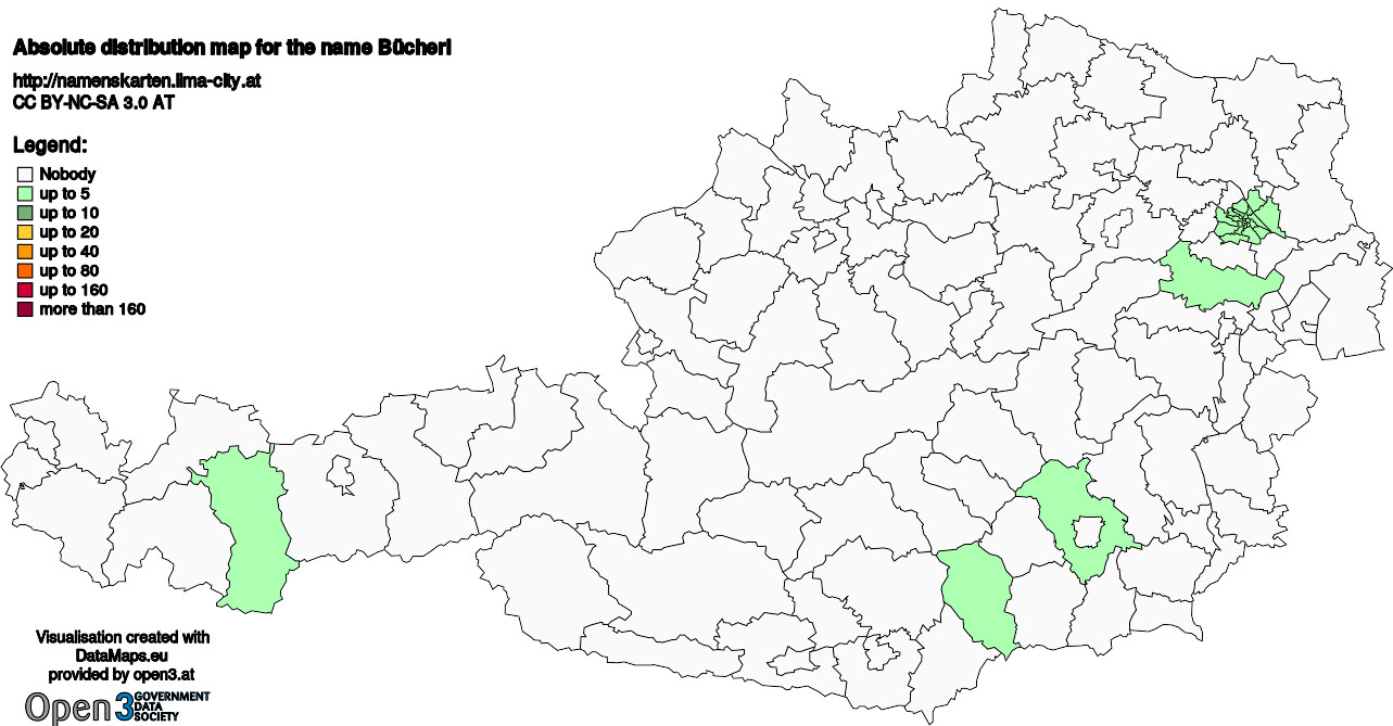 Absolute Distribution maps for surname Bücherl