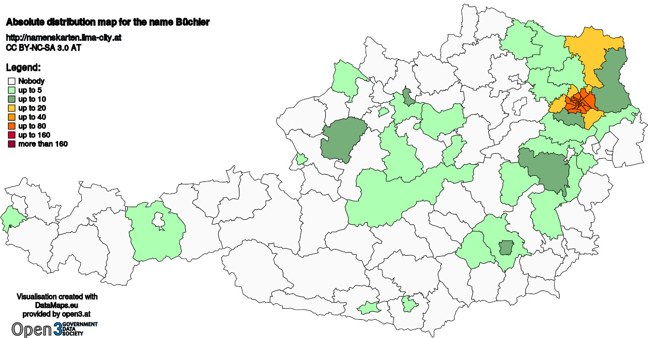 Absolute Distribution maps for surname Büchler