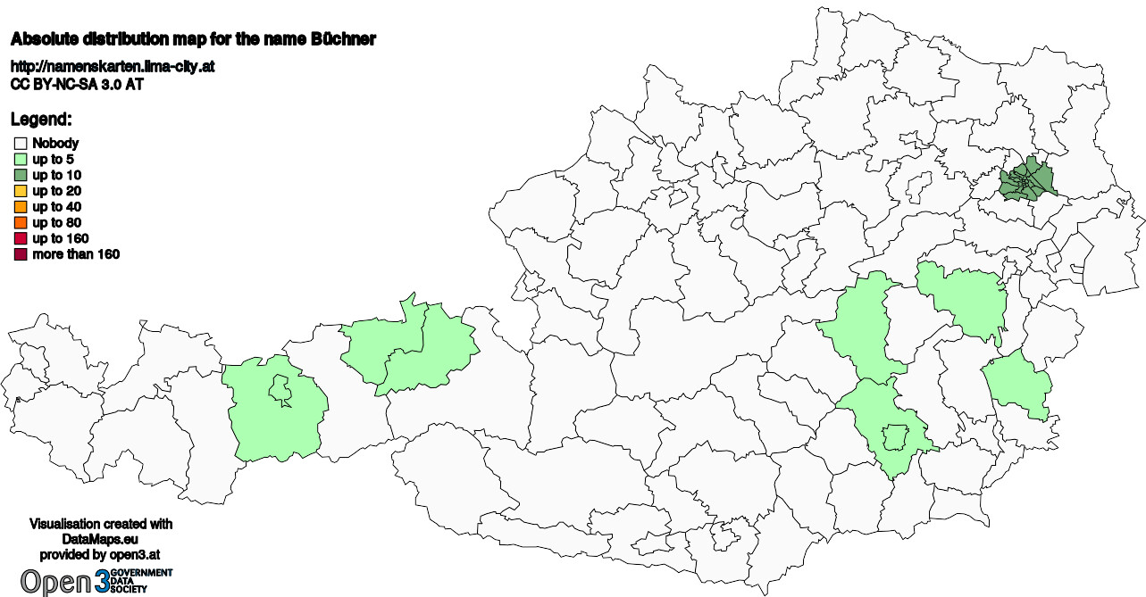 Absolute Distribution maps for surname Büchner