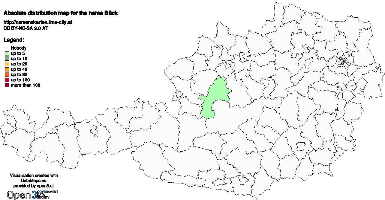 Absolute Distribution maps for surname Bück