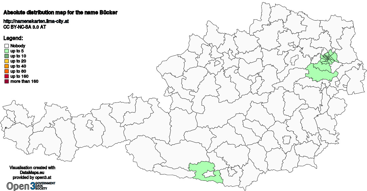 Absolute Distribution maps for surname Bücker