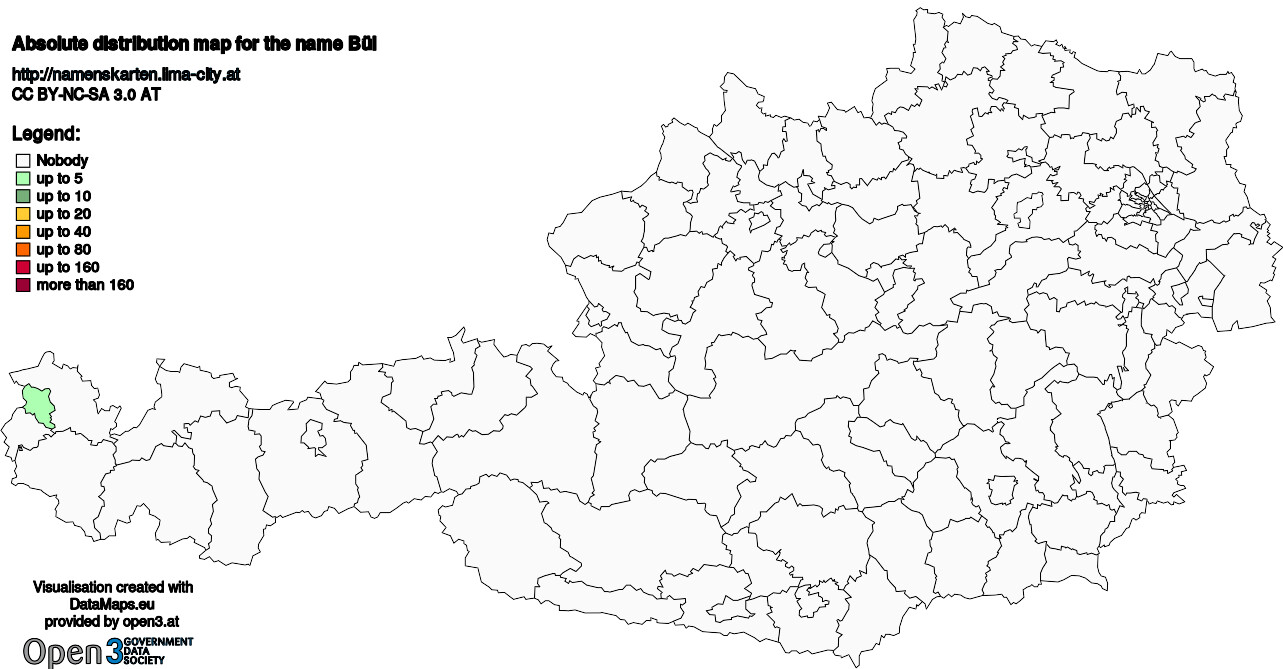 Absolute Distribution maps for surname Bül