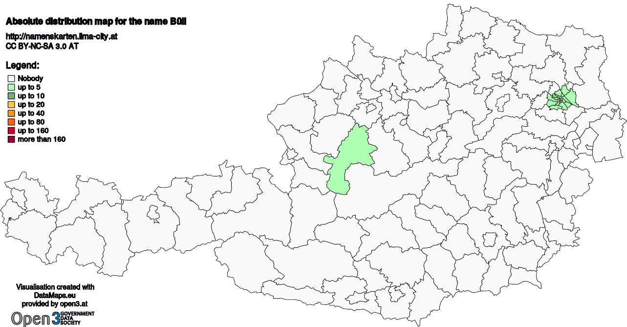 Absolute Distribution maps for surname Büll