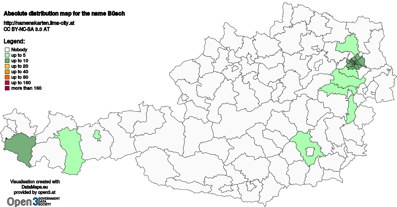 Absolute Distribution maps for surname Büsch