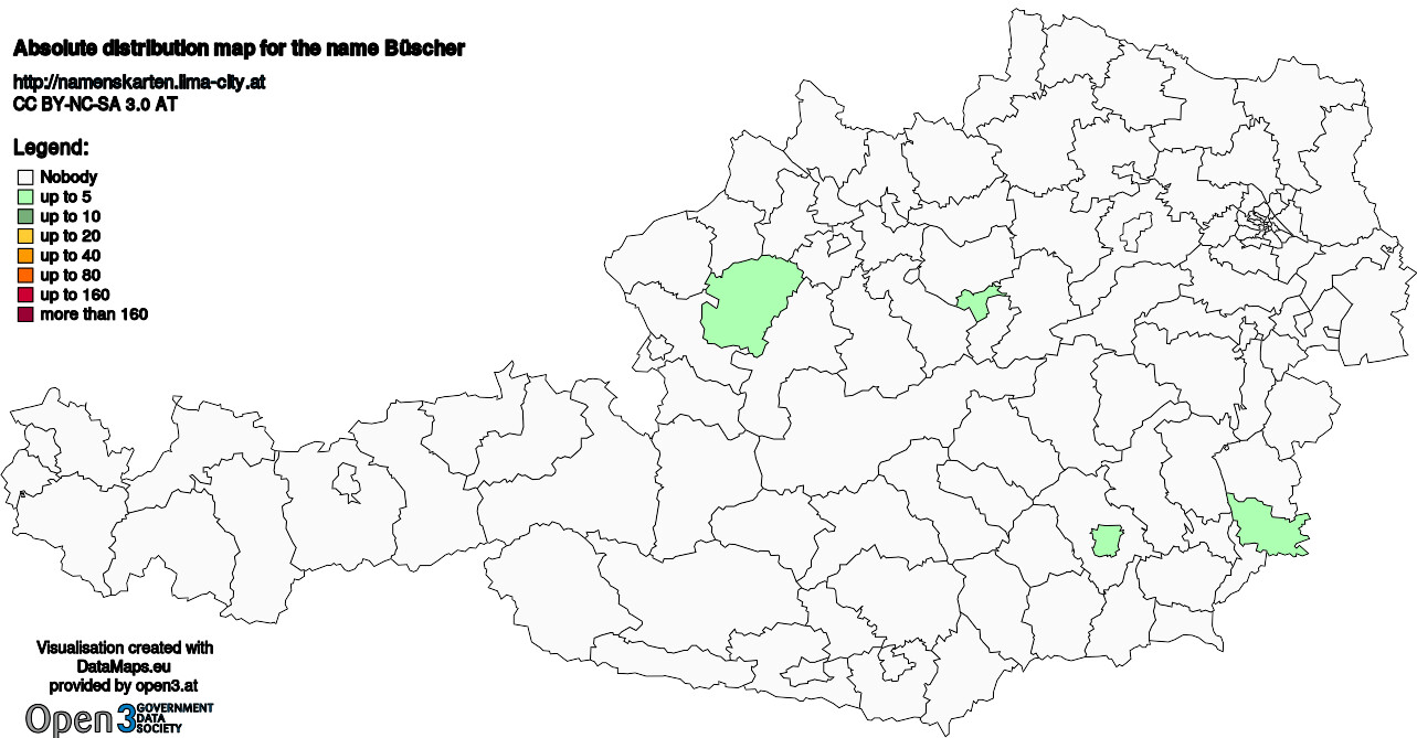 Absolute Distribution maps for surname Büscher