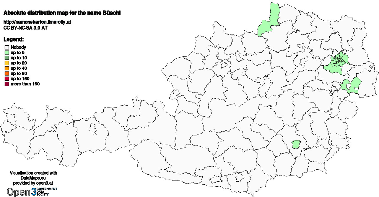 Absolute Distribution maps for surname Büschl