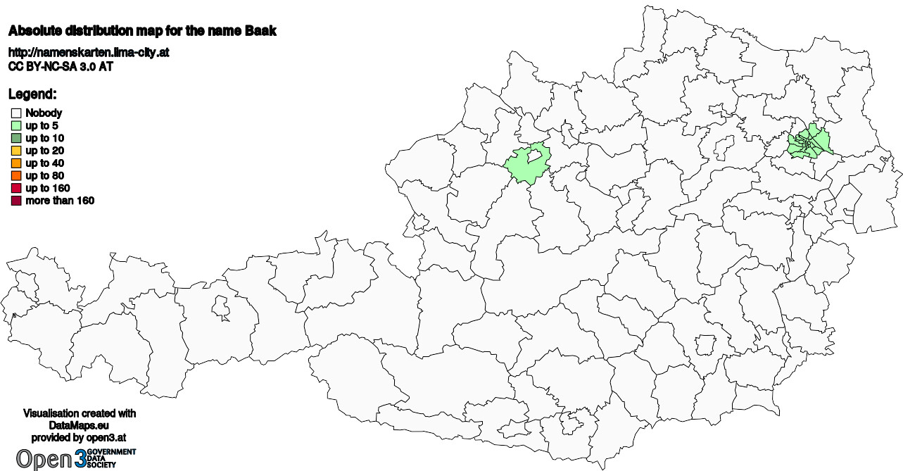 Absolute Distribution maps for surname Baak