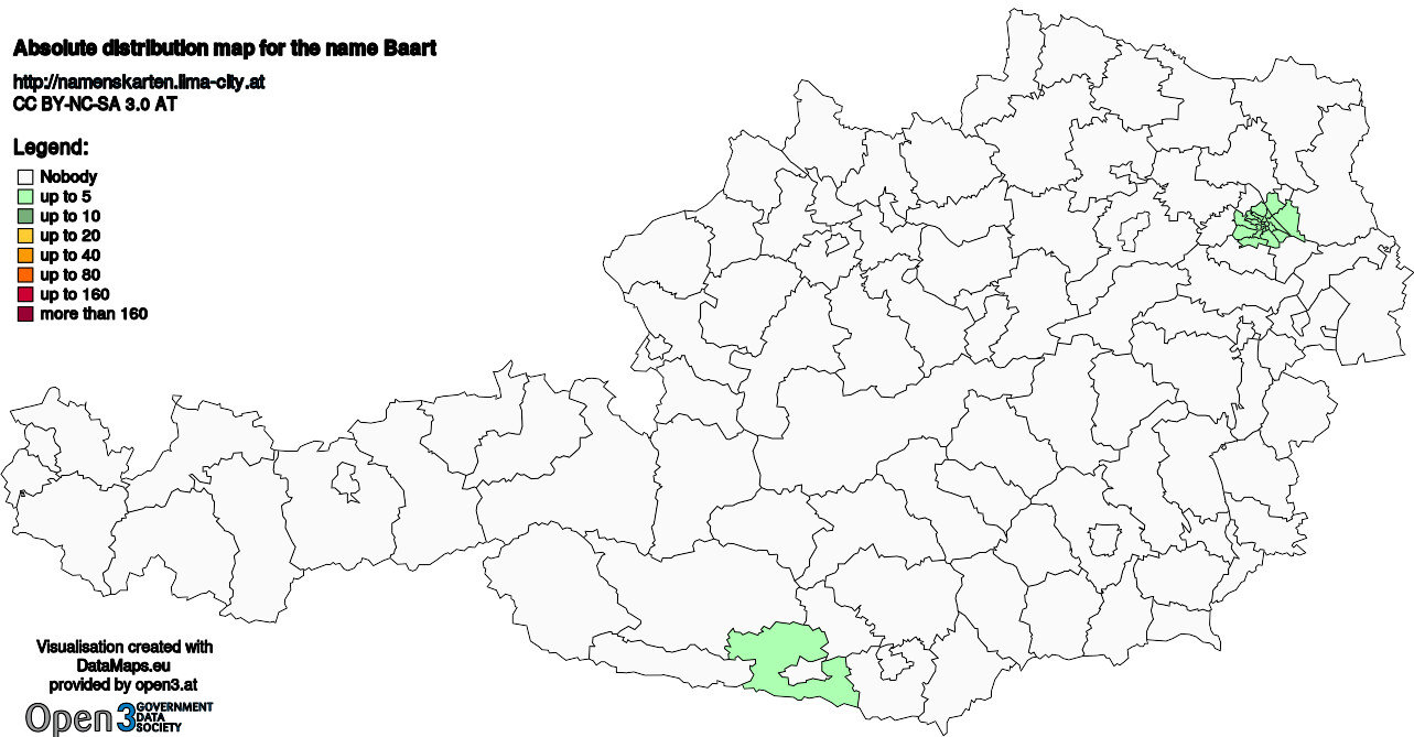 Absolute Distribution maps for surname Baart