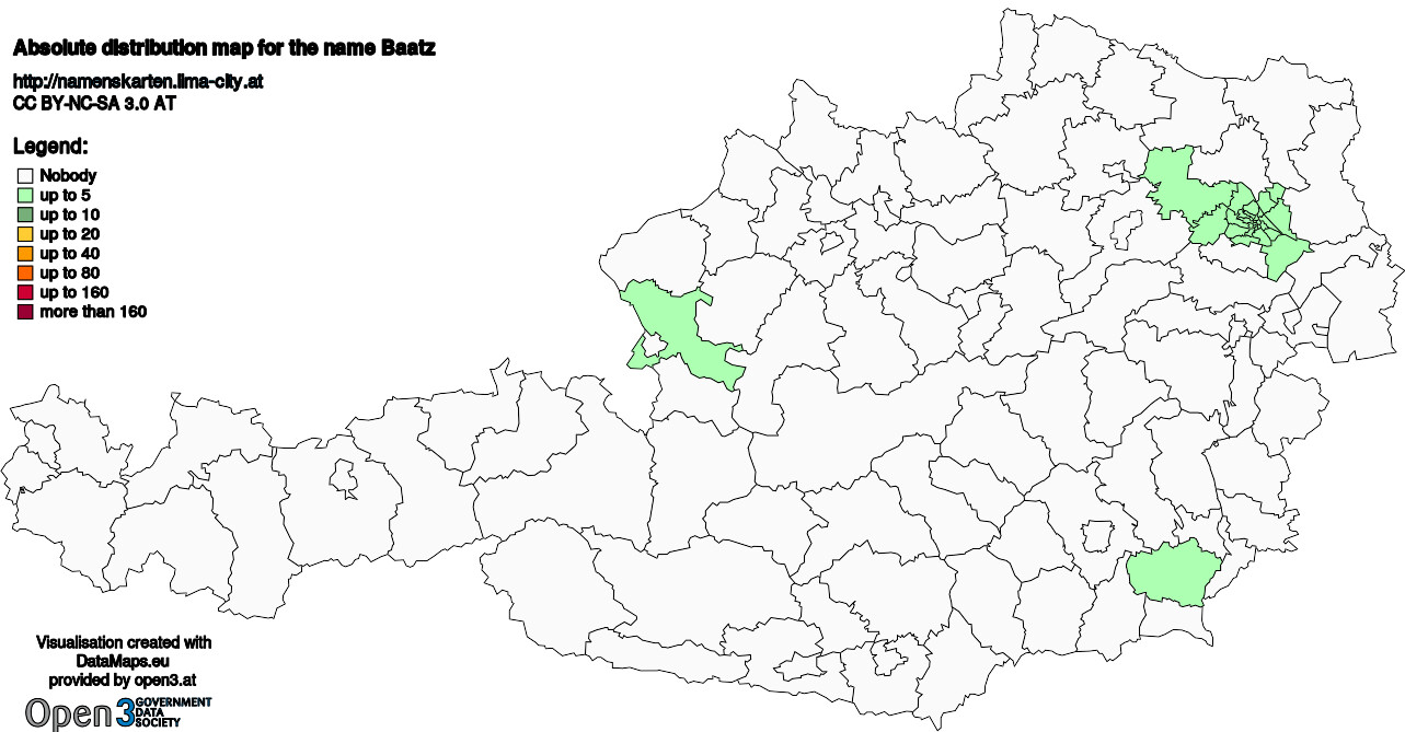 Absolute Distribution maps for surname Baatz