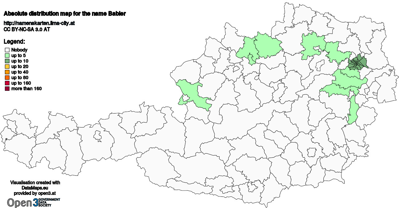 Absolute Distribution maps for surname Babler