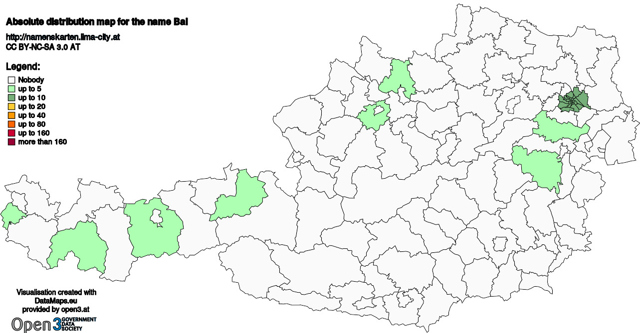 Absolute Distribution maps for surname Bal