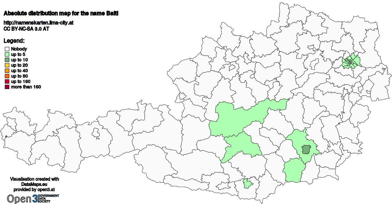 Absolute Distribution maps for surname Baltl