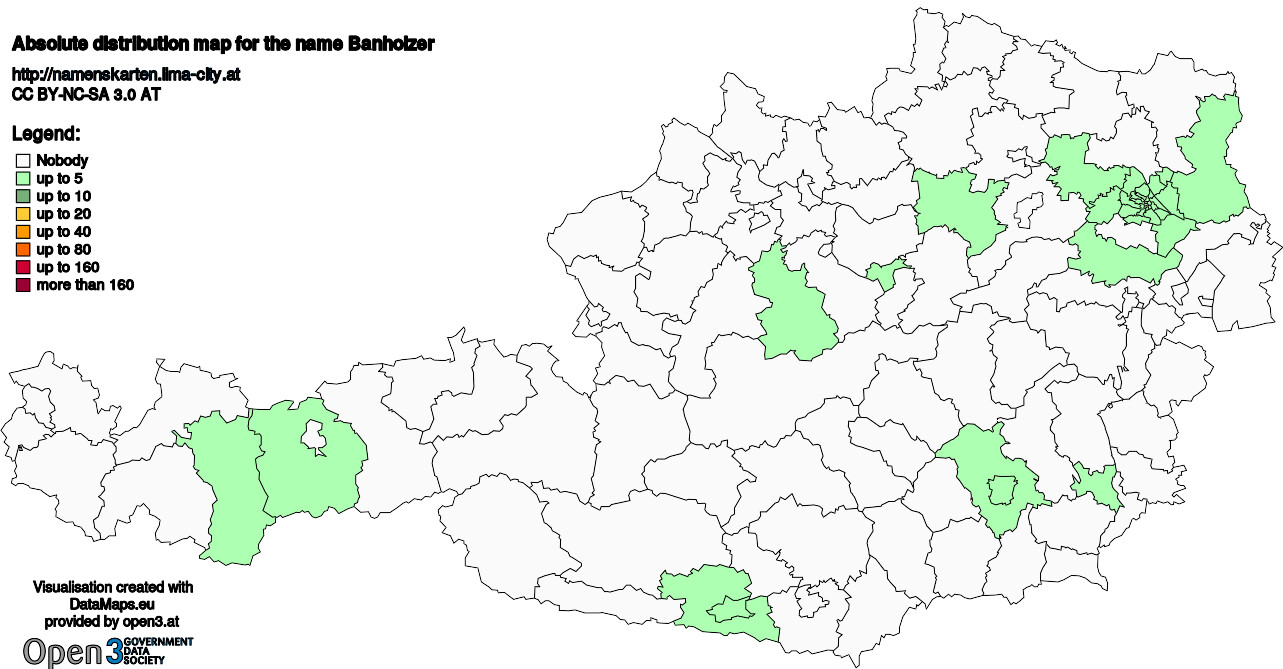 Absolute Distribution maps for surname Banholzer