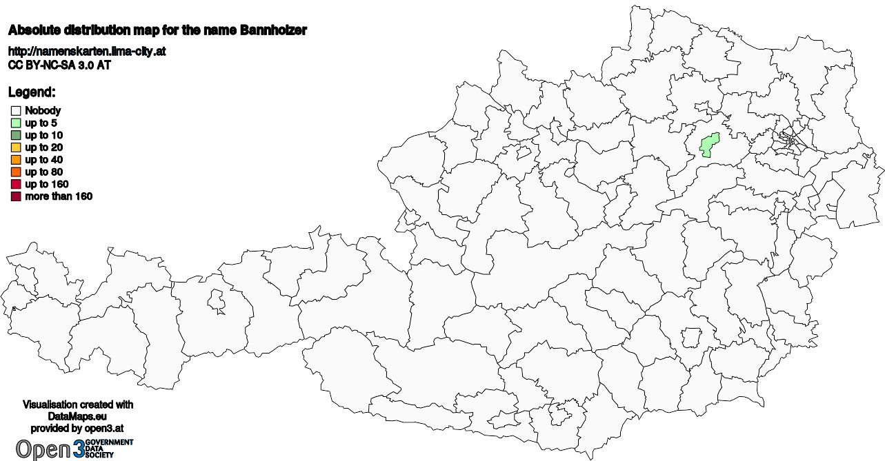 Absolute Distribution maps for surname Bannholzer