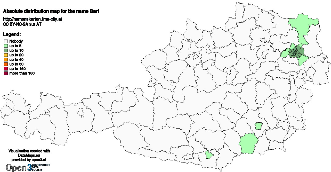 Absolute Distribution maps for surname Barl