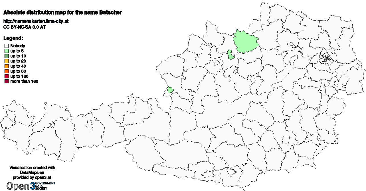 Absolute Distribution maps for surname Batscher