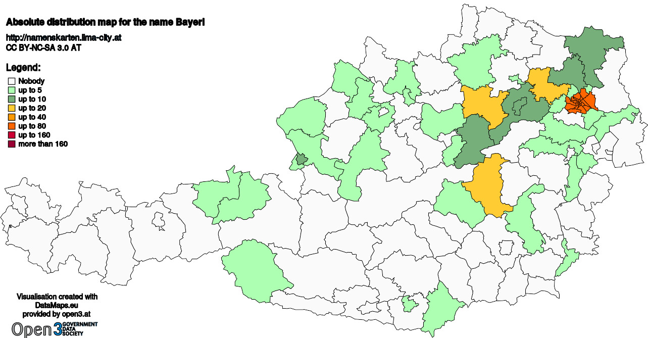 Absolute Distribution maps for surname Bayerl