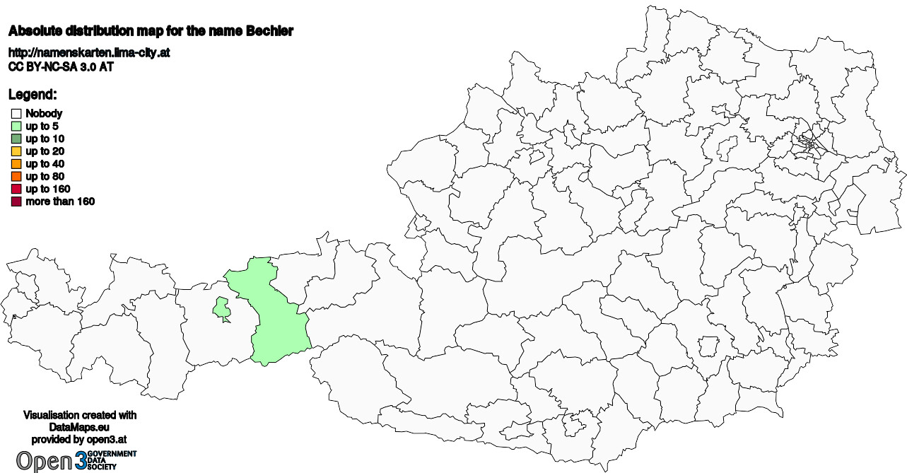 Absolute Distribution maps for surname Bechler