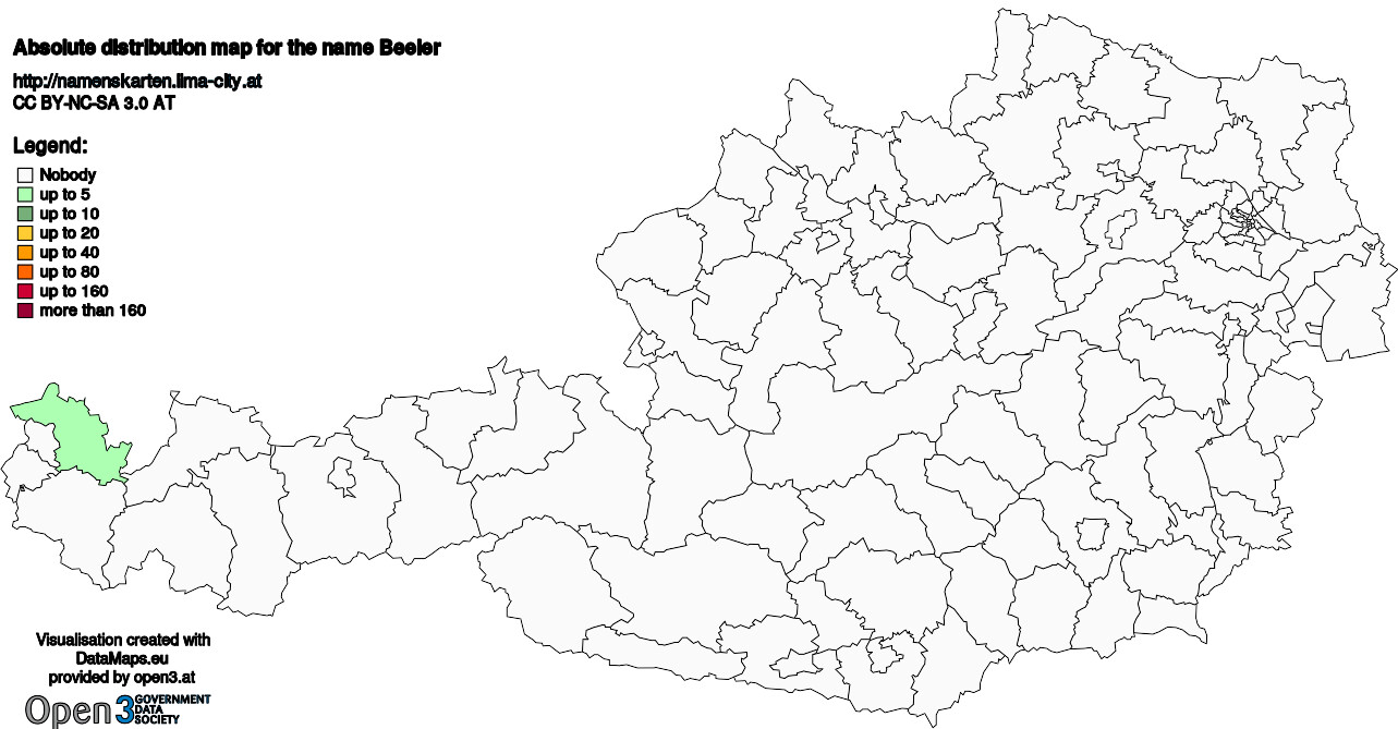 Absolute Distribution maps for surname Beeler