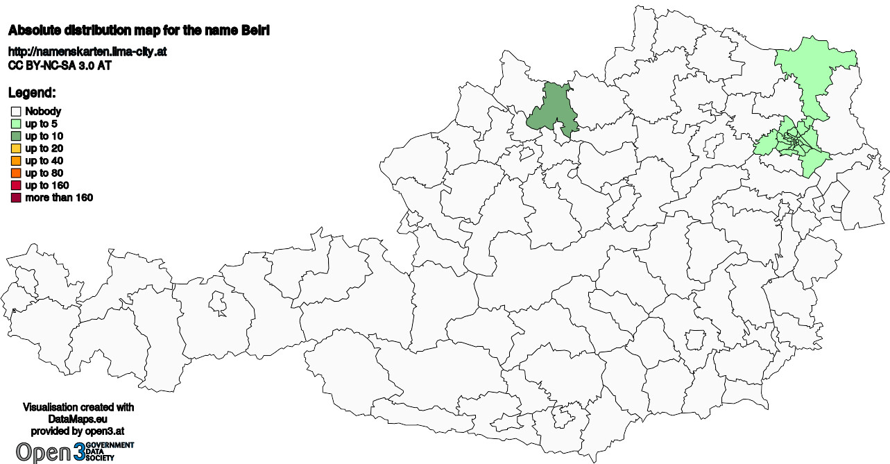 Absolute Distribution maps for surname Beirl