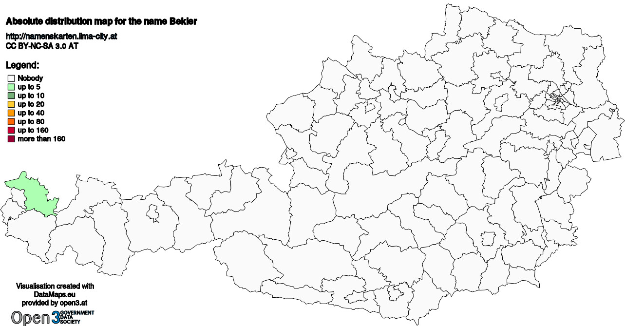 Absolute Distribution maps for surname Bekler