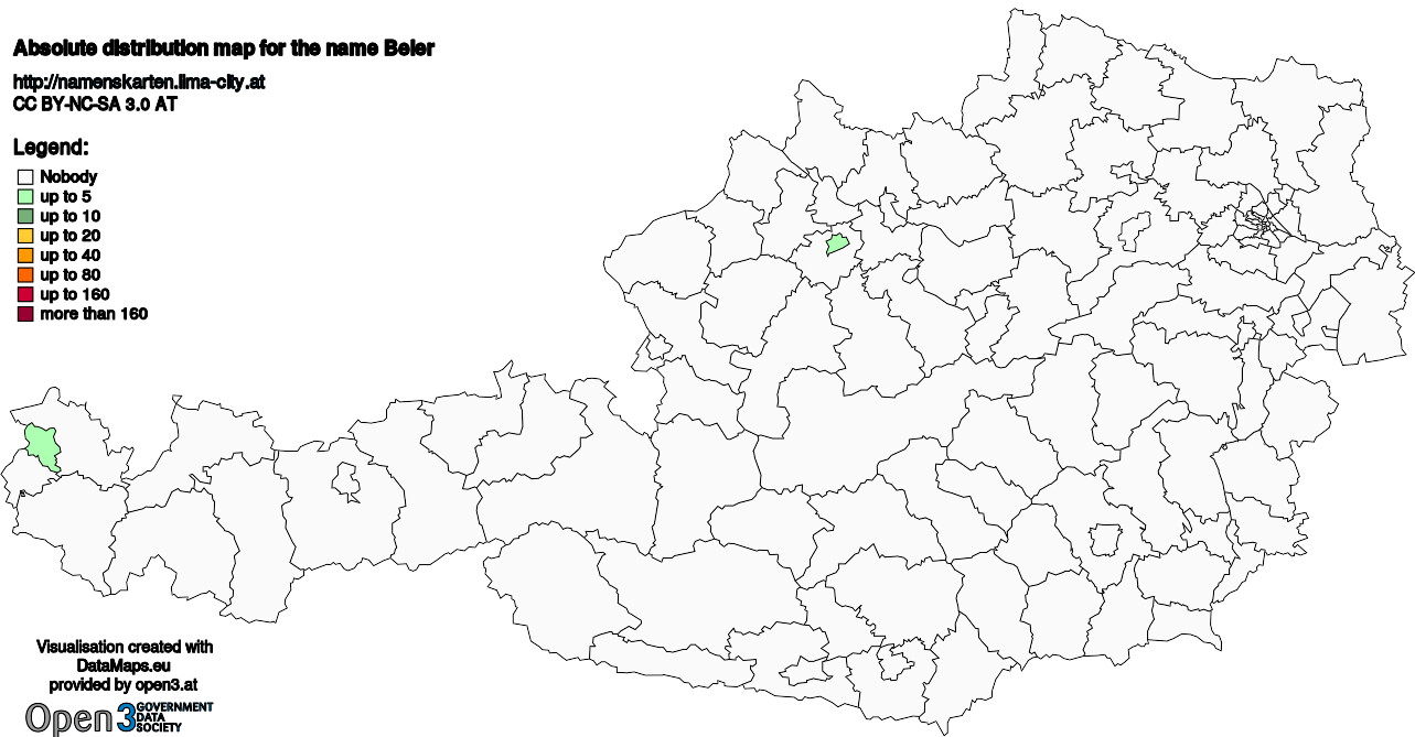 Absolute Distribution maps for surname Beler