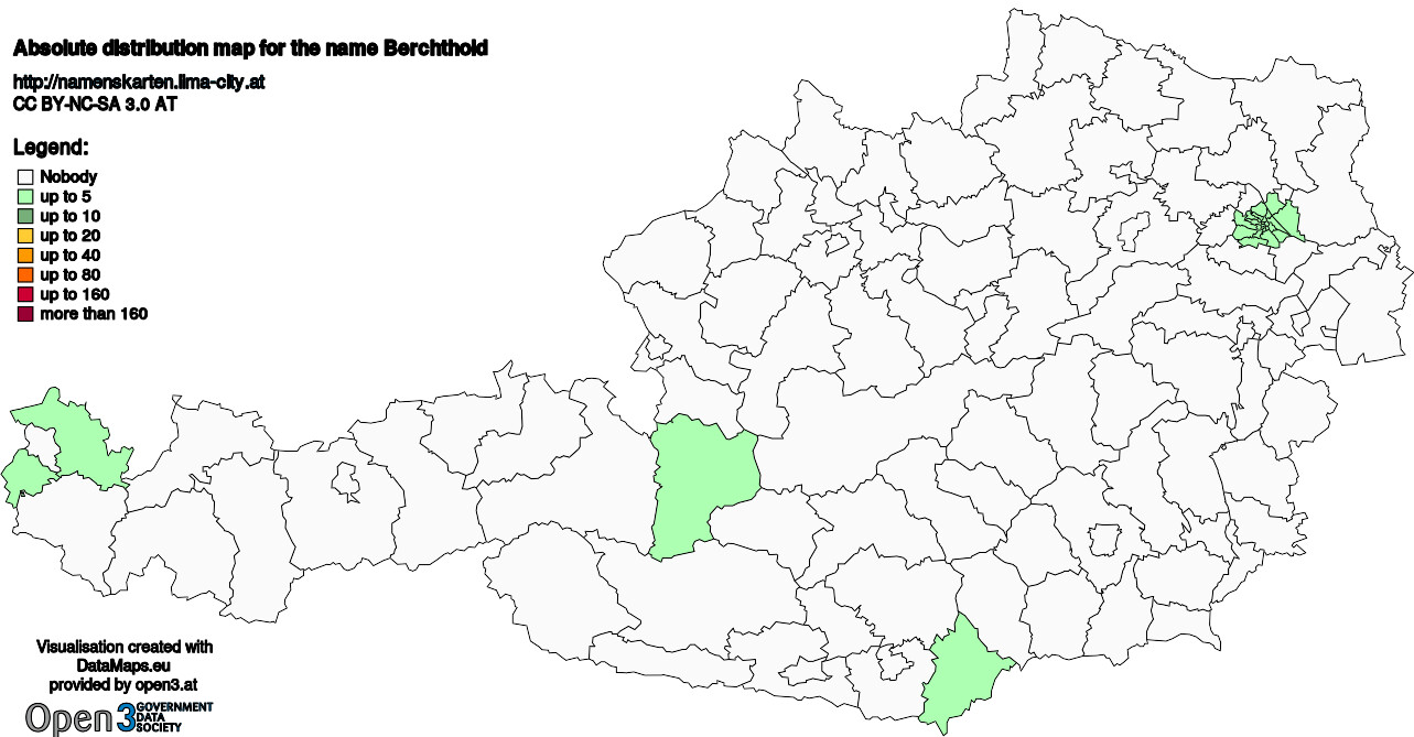 Absolute Distribution maps for surname Berchthold