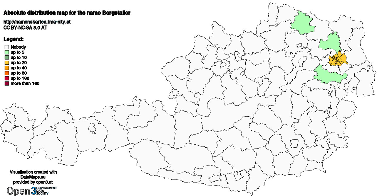 Absolute Distribution maps for surname Bergstaller